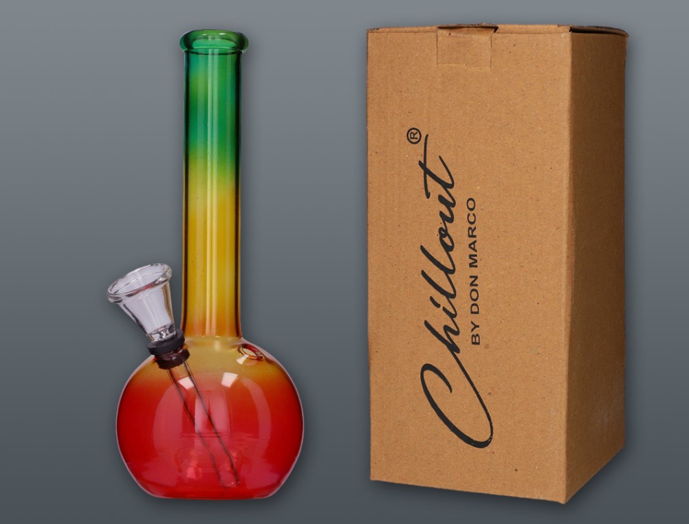 Chillout Smoke Rasta üveg bong 20 cm – színes kivitel